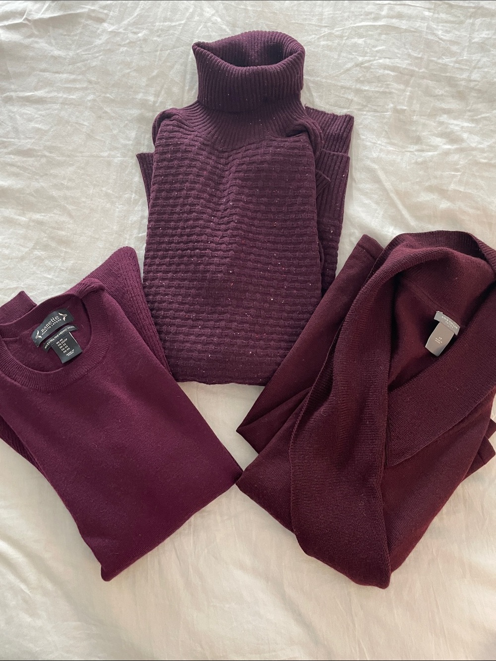 Wine Sweater Knit BUNDLE- Crew, Turtleneck & V Neck